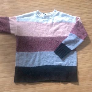 Mint Condition. Striped Sweater | pink purple peach purple grey black